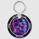 Custom Neon Skull 12-Stufen Meilenstein Geschenk Schlüsselanhänger (Vorderseite)
