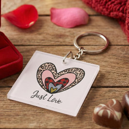 Custom Nested Hearts Keychain – Just Love Schlüsselanhänger