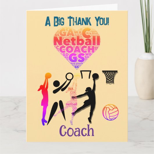 Custom Netball Coach Dankeskarte (Vorderseite)