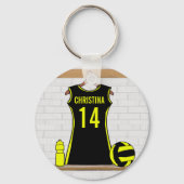 Custom Netball Uniform Black Gelb Schlüsselanhänger (Vorderseite)