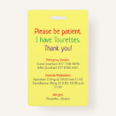 Custom NEUROSPICY learning disability emergency  Ausweis (Rückseite)