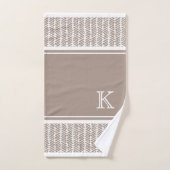 Custom Neutral Earthy Taupe Zigzag Art Stripes Badhandtuch Set (Handtuch)