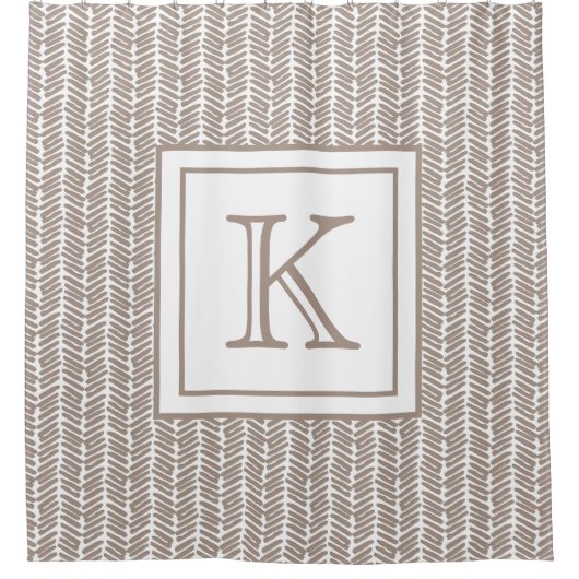 Custom Neutral Earthy Taupe Zigzag Art Stripes Duschvorhang (Vorderseite)