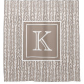 Custom Neutral Earthy Taupe Zigzag Art Stripes Duschvorhang (Vorderseite)