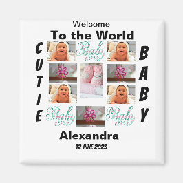 Custom New Baby 11 Foto Collage Magnet