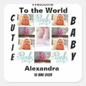 Custom New Baby 11 Foto Collage Square Sticker (Vorderseite)