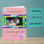 Custom New Baby Girl Gratulations Card Karte