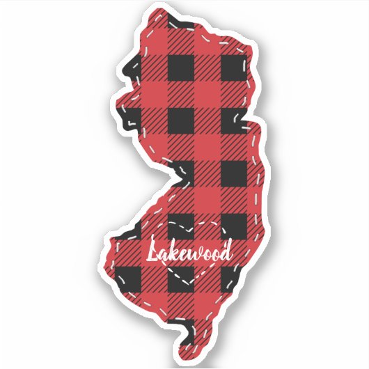 Custom New Jersey Staat Heimat Kariert Weihnachten Aufkleber (Vorderseite)