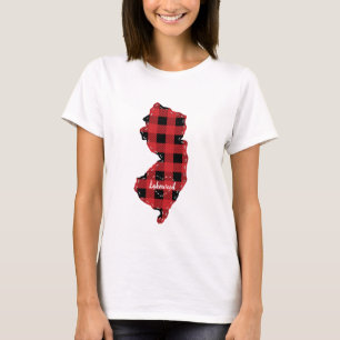 Custom New Jersey Staat Heimat Kariert Weihnachten T-Shirt