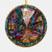 Custom New Orleans Bourbon Street datiert Keramik Ornament (Vorne)