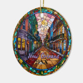 Custom New Orleans Bourbon Street datiert Keramik Ornament (Links)