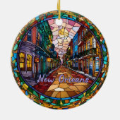 Custom New Orleans Bourbon Street datiert Keramik Ornament (Hinten)