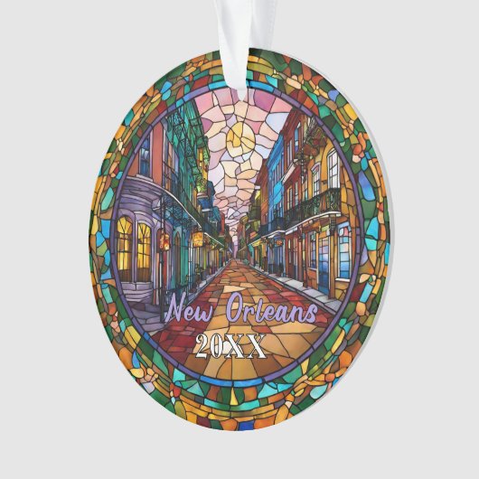 Custom New Orleans Bourbon Street datiert Ornament (Vorderseite)