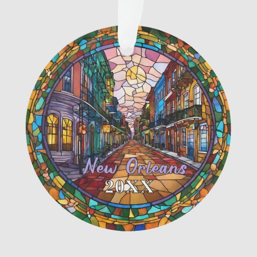 Custom New Orleans Bourbon Street datiert Ornament (Vorderseite)