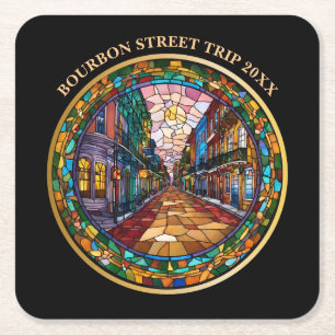 Custom New Orleans Bourbon Street datiert Rechteckiger Pappuntersetzer