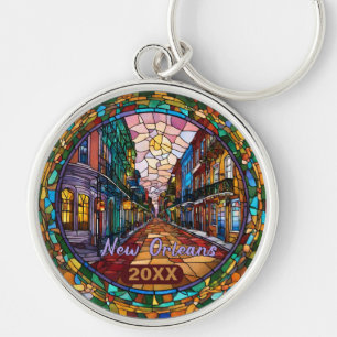 Custom New Orleans Bourbon Street datiert Schlüsselanhänger