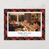 Custom New Year Chic Red Schwarz-weiß Yellow Karie Postkarte (Vorderseite)