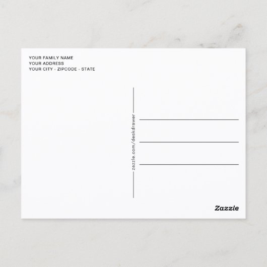 Custom New Year Chic Red Schwarz-weiß Yellow Karie Postkarte (Rückseite)