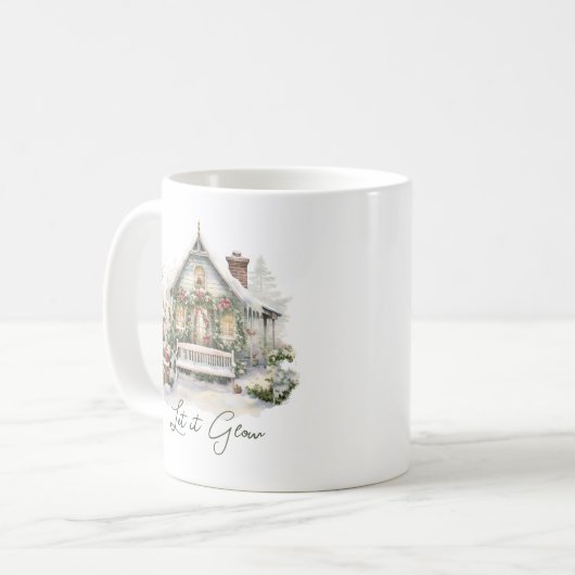 Custom New Year Winter Szene Schnee Grün Weihnacht Kaffeetasse (Vorderseite Links)