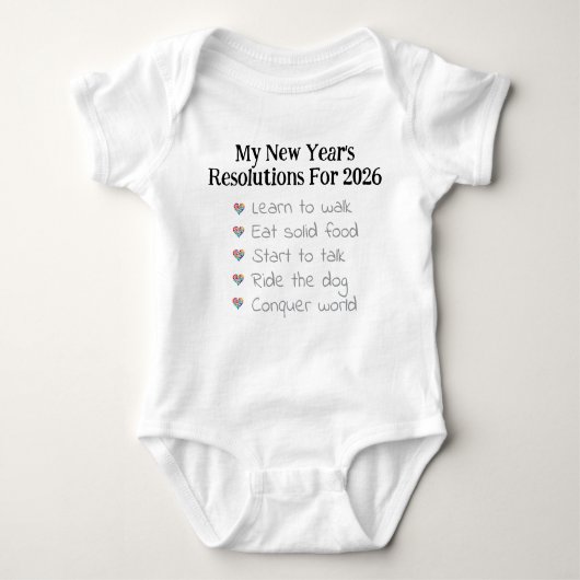 Custom New Year's Resolutions, Unisex, Funny Baby Strampler (Vorderseite)