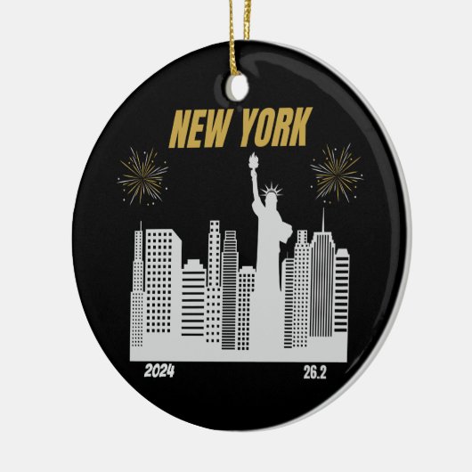Custom New York 2024 Marathon Runner Geschenk Keramik Ornament (Links)