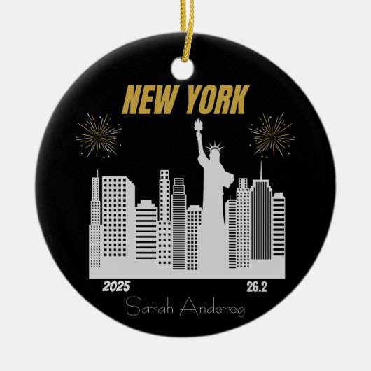 Custom New York 2025 Marathon Runner Gift Keramik Ornament (Vorne)
