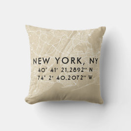 Custom New York City Map | Tan und Schwarz Kissen