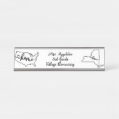 Custom New York Staaten US Zuhause Line Art Schreibtischnamensplakette (Vorderseite )