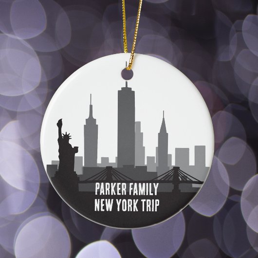 Custom New York Trip Skyline Family Foto Keramik Ornament