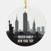 Custom New York Trip Skyline Family Foto Keramik Ornament (Vorne)