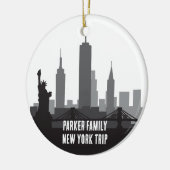 Custom New York Trip Skyline Family Foto Keramik Ornament (Links)