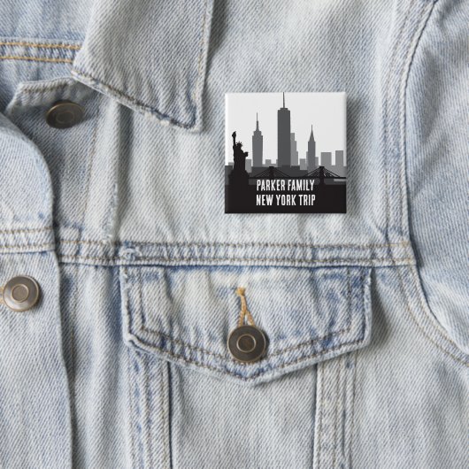 Custom New York Trip Skyline Statue of Liberty Button (Beispiel)