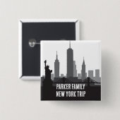 Custom New York Trip Skyline Statue of Liberty Button (Vorne & Hinten)