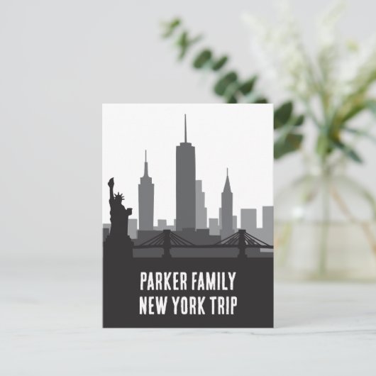 Custom New York Trip Skyline Statue of Liberty Postkarte (Stehend Vorderseite)