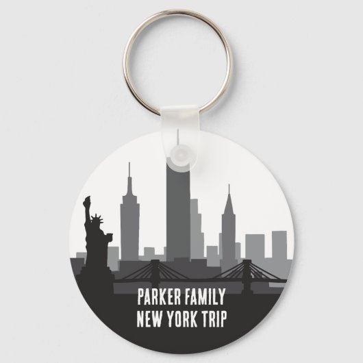 Custom New York Trip Skyline Statue of Liberty Schlüsselanhänger (Rückseite)