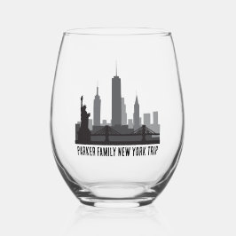 Custom New York Trip Skyline Statue of Liberty Weinglas Ohne Stiel