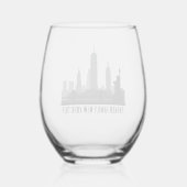 Custom New York Trip Skyline Statue of Liberty Weinglas Ohne Stiel (Rückseite)