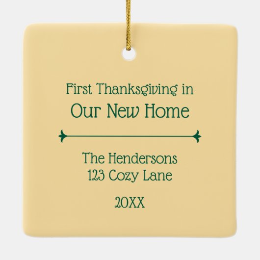 Custom New Zuhause Cosy Erntedank Ornament (Rückseite)