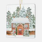 Custom New Zuhause Country Hütte Weihnachts-Orname Keramikornament (Links)
