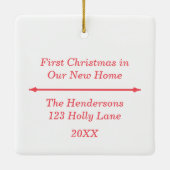 Custom New Zuhause Country Hütte Weihnachts-Orname Keramikornament (Rückseite)