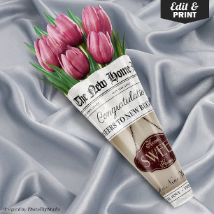 Custom New Zuhause Gift Housewarming Blumen Bouque Geschenkpapier Set