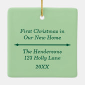 Custom New Zuhause Snowy House Weihnachtsschmuck (Rückseite)