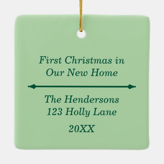 Custom New Zuhause Snowy House Weihnachtsschmuck (Rückseite)