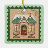 Custom New Zuhause Snowy House Weihnachtsschmuck (Vorderseite)