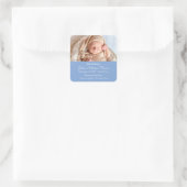 Custom Newborn Foto Birth Announcement Blue Quadratischer Aufkleber (Tasche)