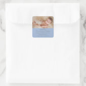Custom Newborn Foto Birth Announcement Square Sti Quadratischer Aufkleber (Tasche)