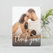 Custom Newborn photography Modern Baby BOY Birth Dankeskarte (Stehend Vorderseite)