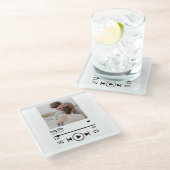 Custom Newlyed Foto Song Playlist Glasuntersetzer (Schrägansicht)