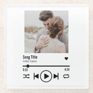 Custom Newlyed Foto Song Playlist Glasuntersetzer
