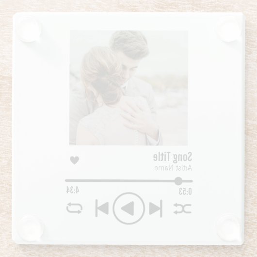 Custom Newlyed Foto Song Playlist Glasuntersetzer (Rückseite)